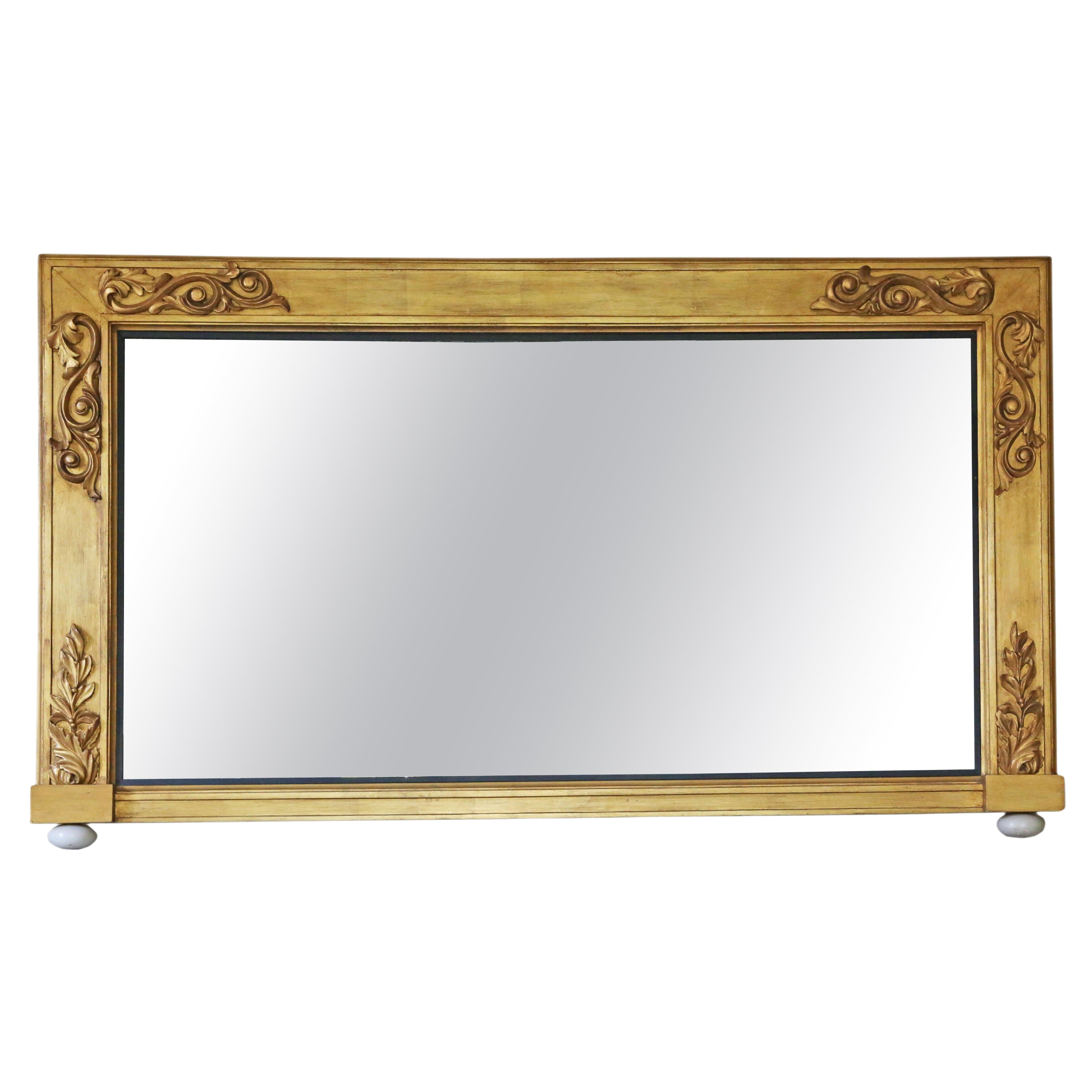 Grand miroir mural ancien en bois doré de qualité supérieure, 19ème siècle