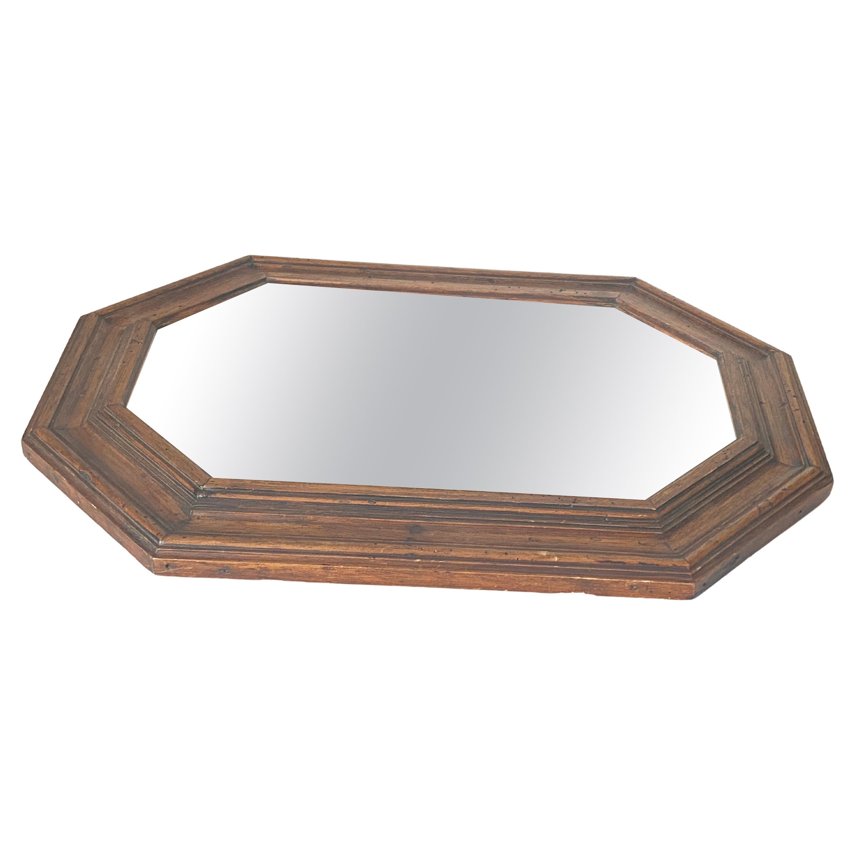 Classical Oak Wood Frame Mirror Brown Color Beautiful Patina Color, England 1940 For Sale