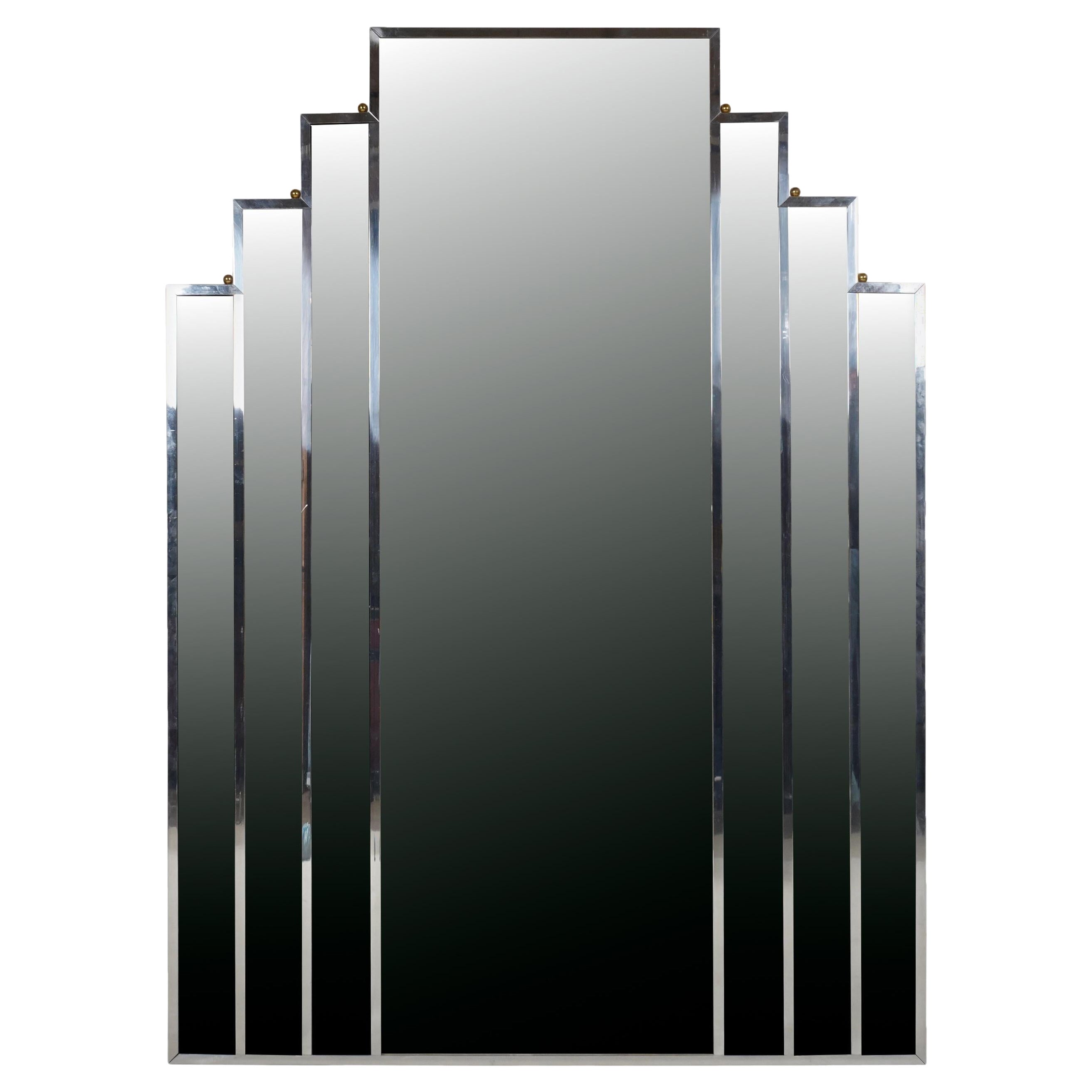 Miroir de style Art Déco avec cadre chromé en vente