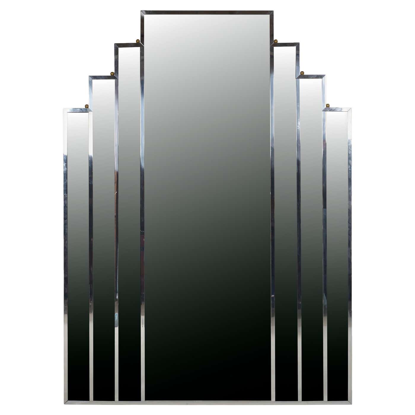 Art Deco Style Mirror With Chrome Frame For Sale At 1stDibs Art Deco art-deco-style-mirror-with-chrome-frame-for-sale-at-1stdibs-art-deco