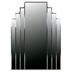 Retro Art Deco Style Mirror with Chrome Frame
