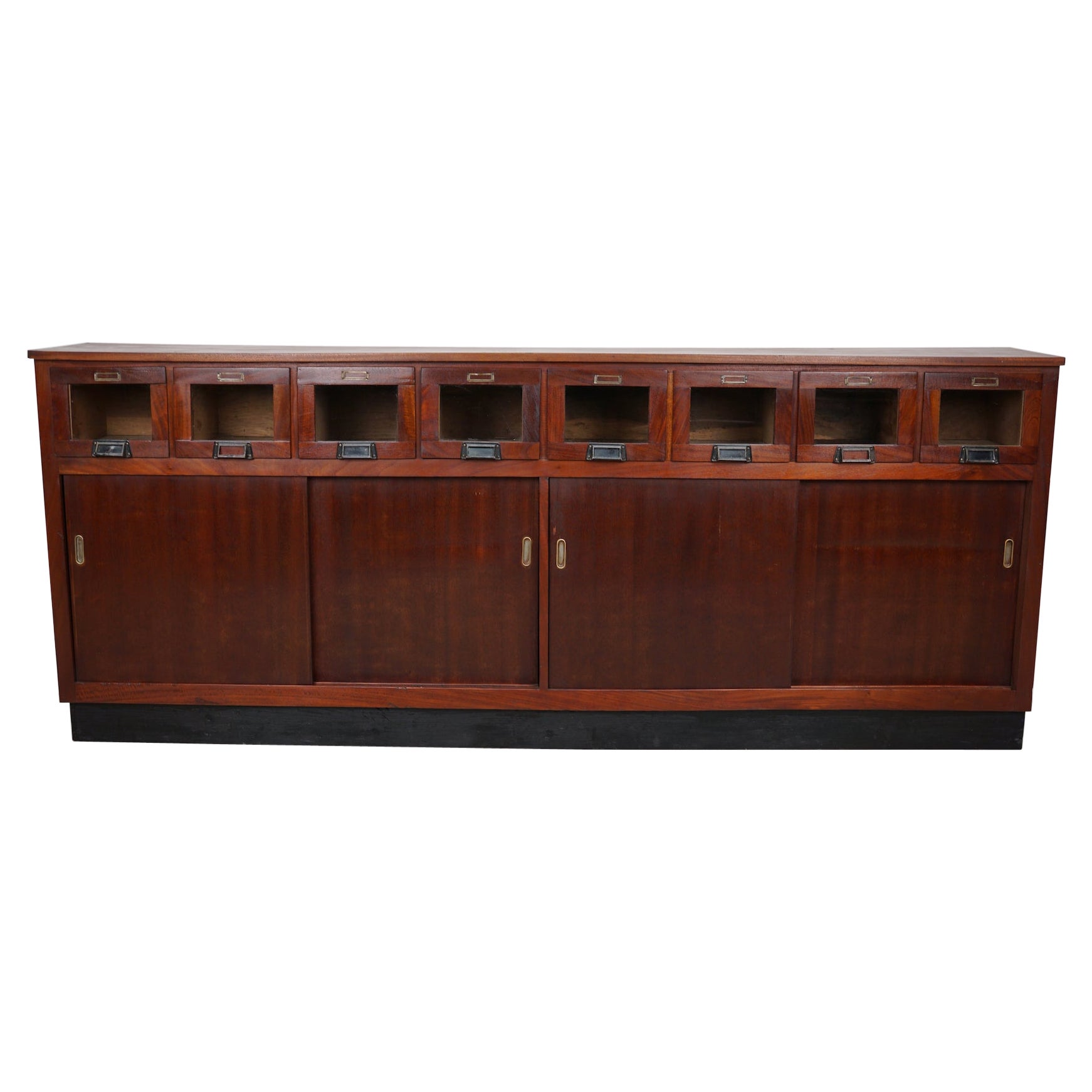 Large Vintage Dutch Mahogany Haberdashery Shop Cabinet, 1950s For Sale