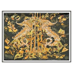 Tapestry "the Enchanted Lyre" Manufacture Robert Four in Aubusson