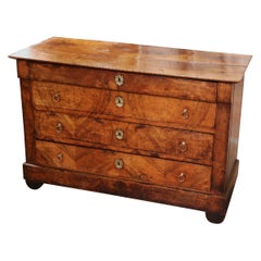19th Century French Louis Philippe Carved Walnut Commode Chest of Drawers