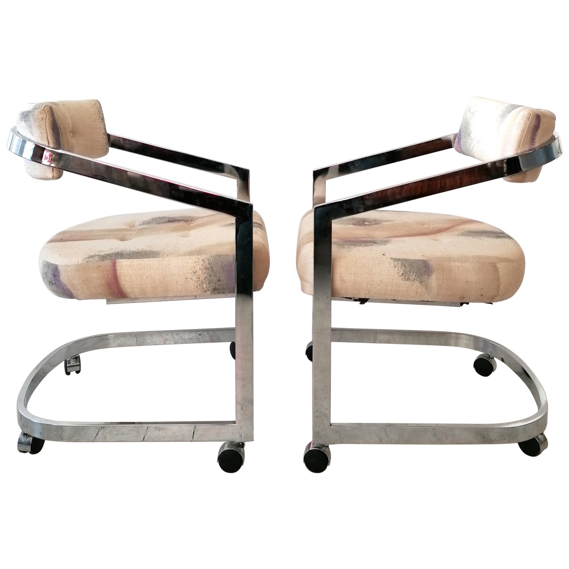 Vintage Chrome Chairs by Milo Baughman for Design Institute of America 'DIA' For Sale