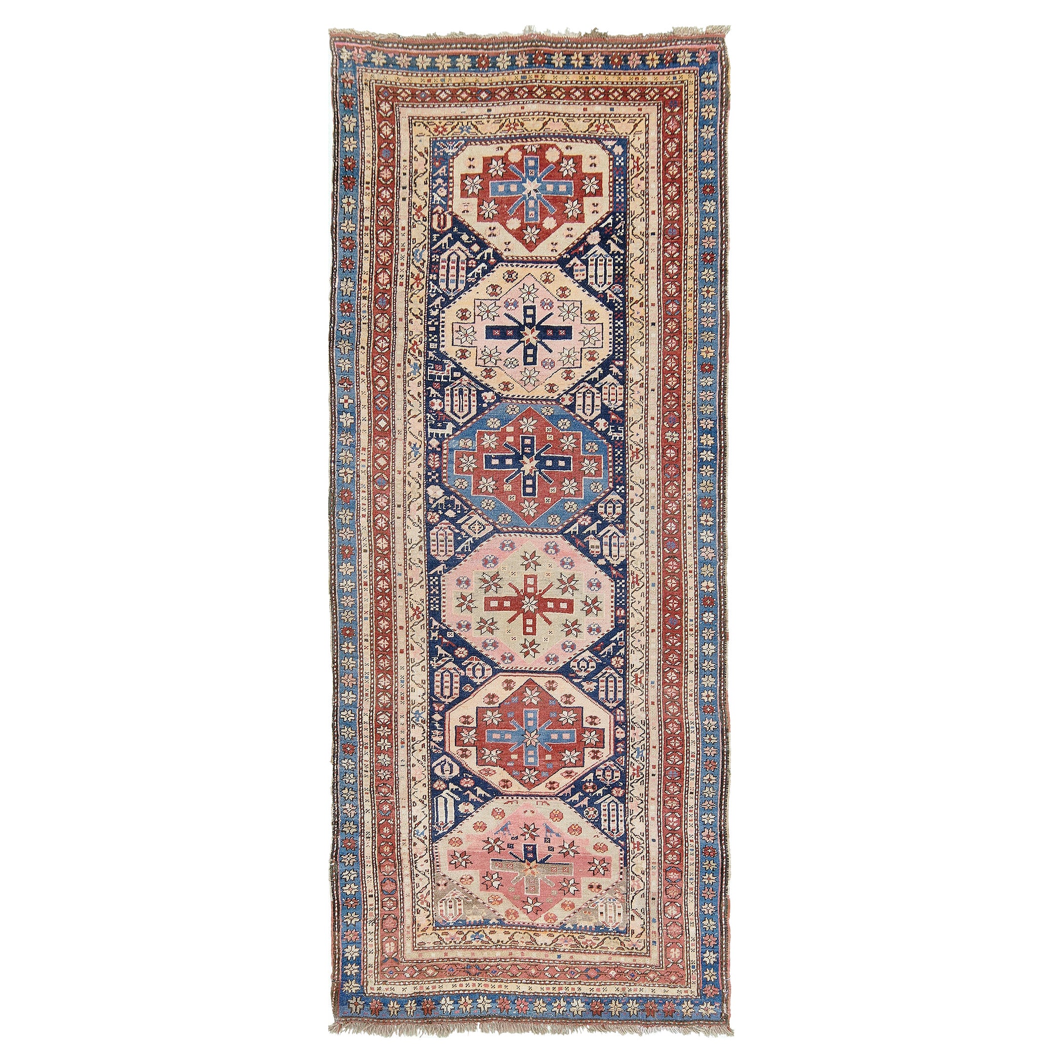 Antique Caucasian Kazak Runner