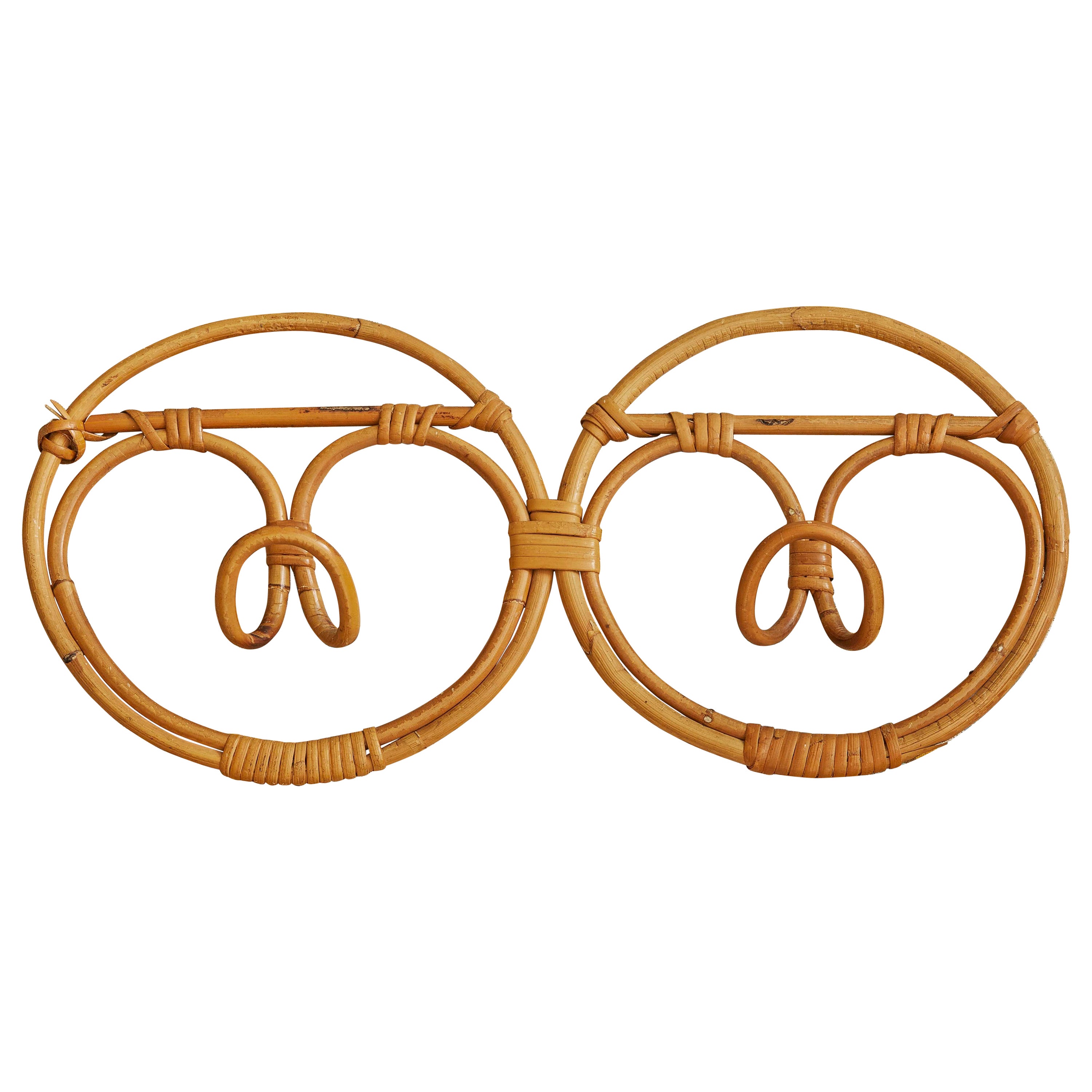 Vintage Double Circle Bamboo Coat Hanger, Italy, 1960s For Sale