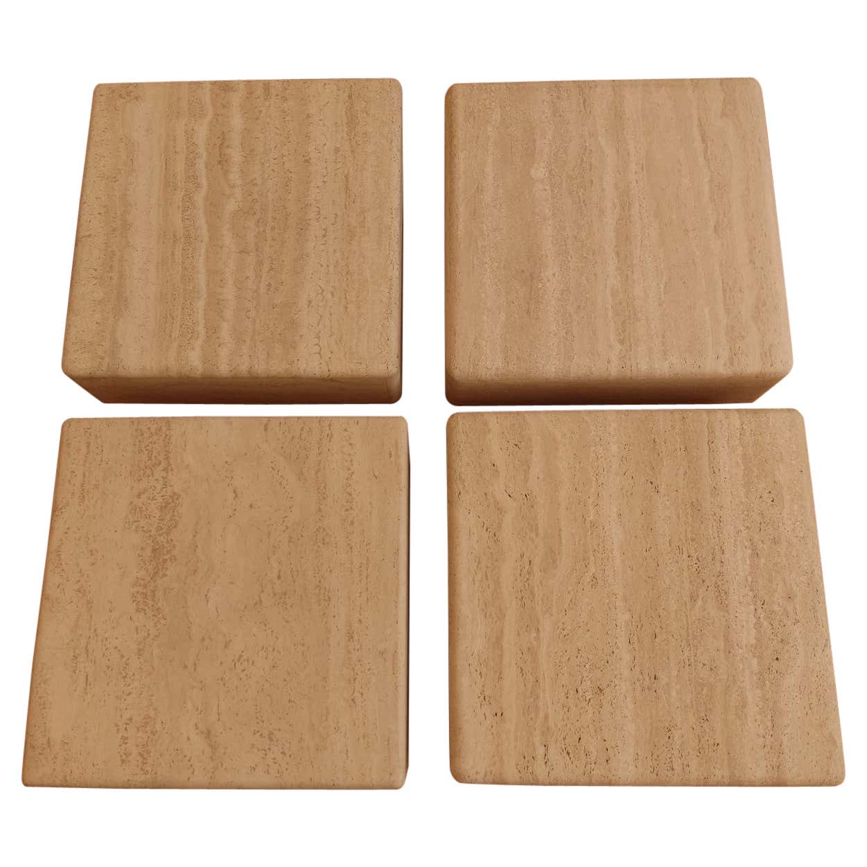 4 Travertine Squares, Modular Coffee Table For Sale at 1stDibs