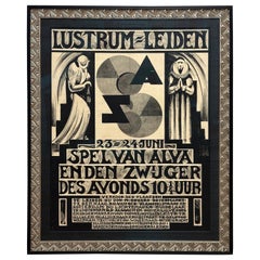 Antique Ludwig Oswald Wenckebach 1924 Dutch Poster for Leiden University