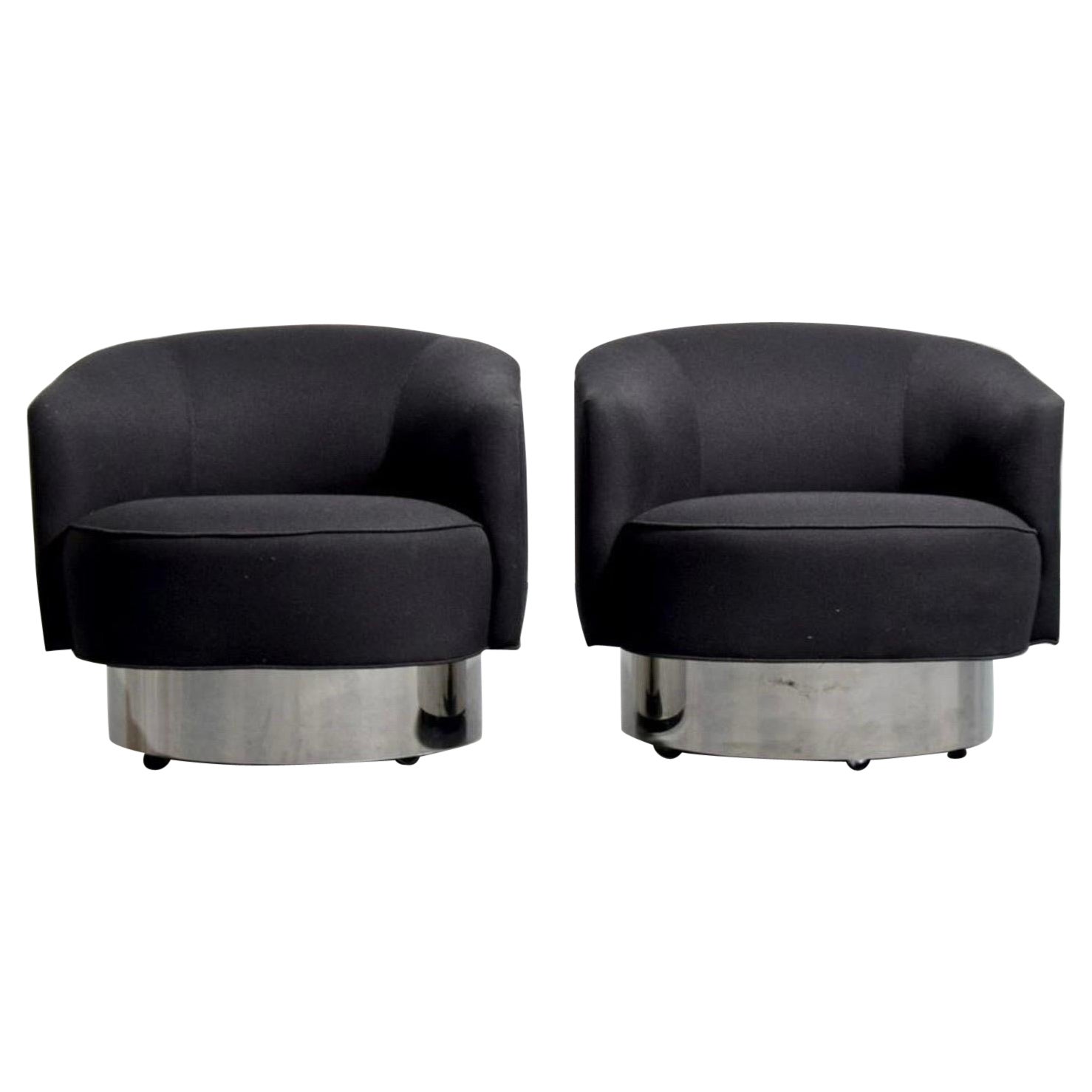 Pair of Vintage Vladimir Kagan Swivel Chairs For Sale