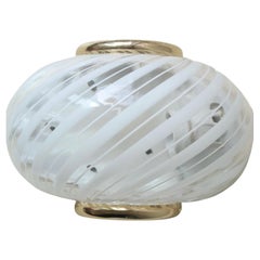 Retro Murano Wall Lamp Scone in White Swirl Glass Brass Fitting