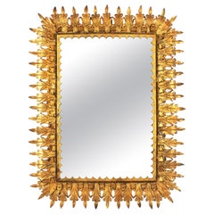 Hollywood Regency Rectangular Mirror, Gilt Iron