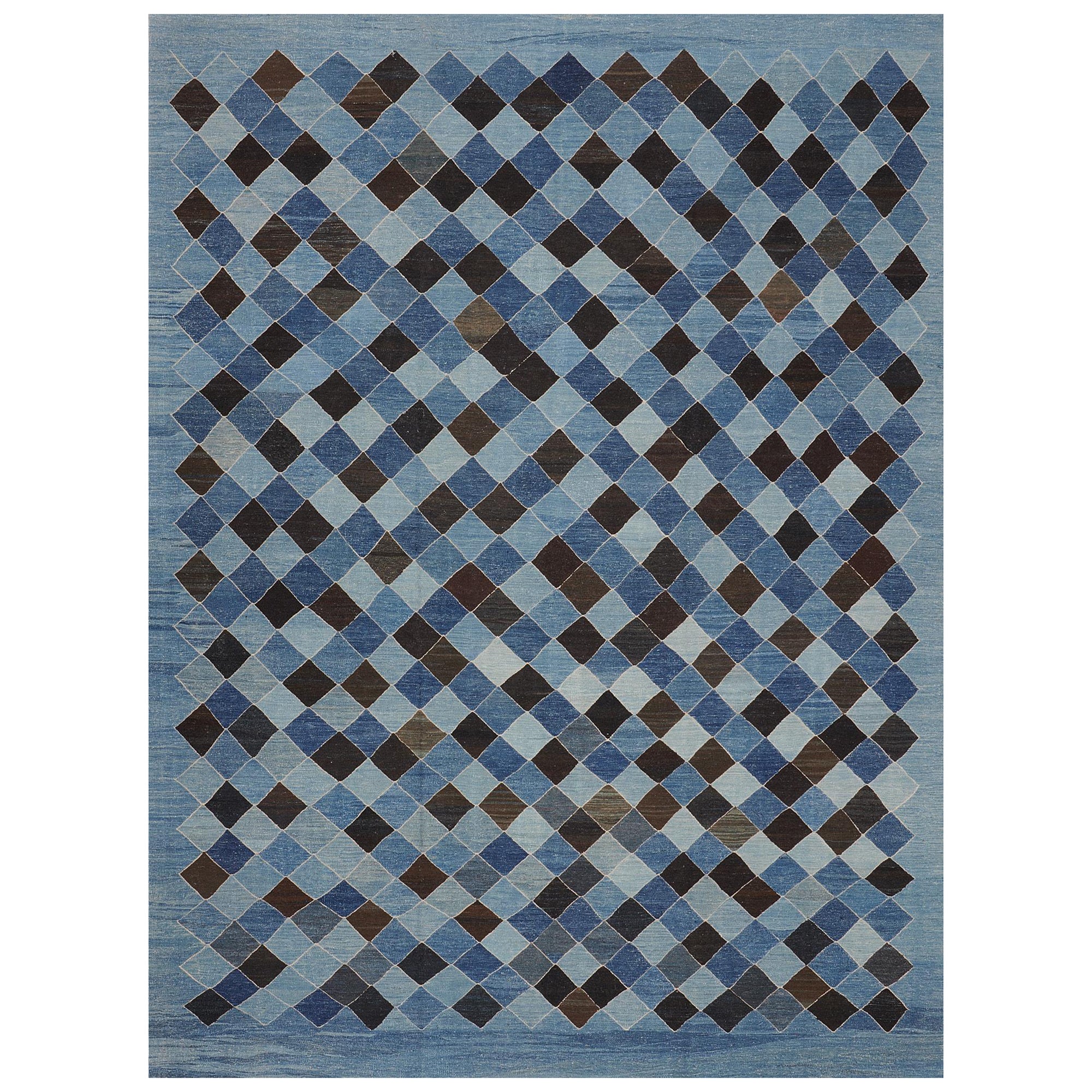 Handwoven Contemporary Flatweave Wool Rug For Sale