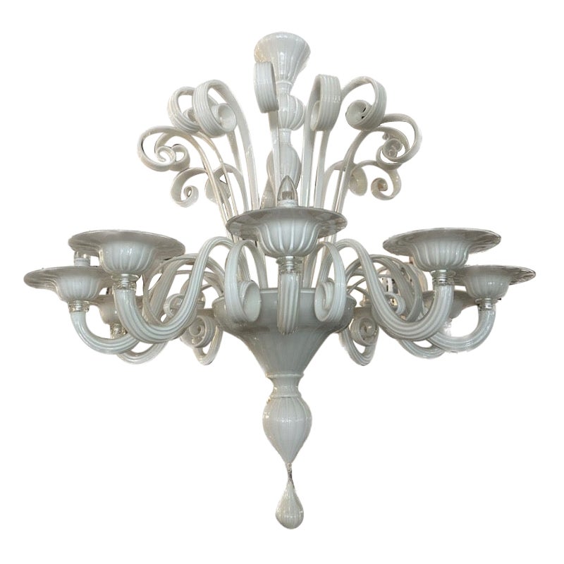 Italian White Murano Chandelier