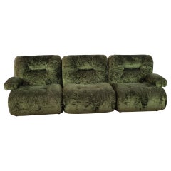 Asiento modular de chenilla verde, 1970, Italia