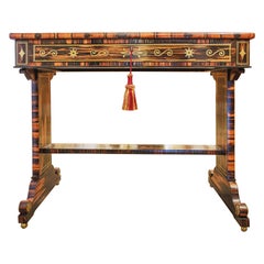 Fine and Rare 19th Century Regency Calamander and Brass Inlaid Writing Table