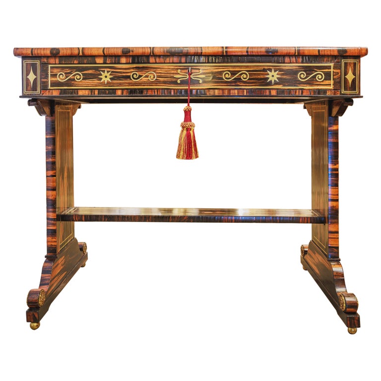 A fine and rare 19th century Regency Calamander and brass inlayed ...