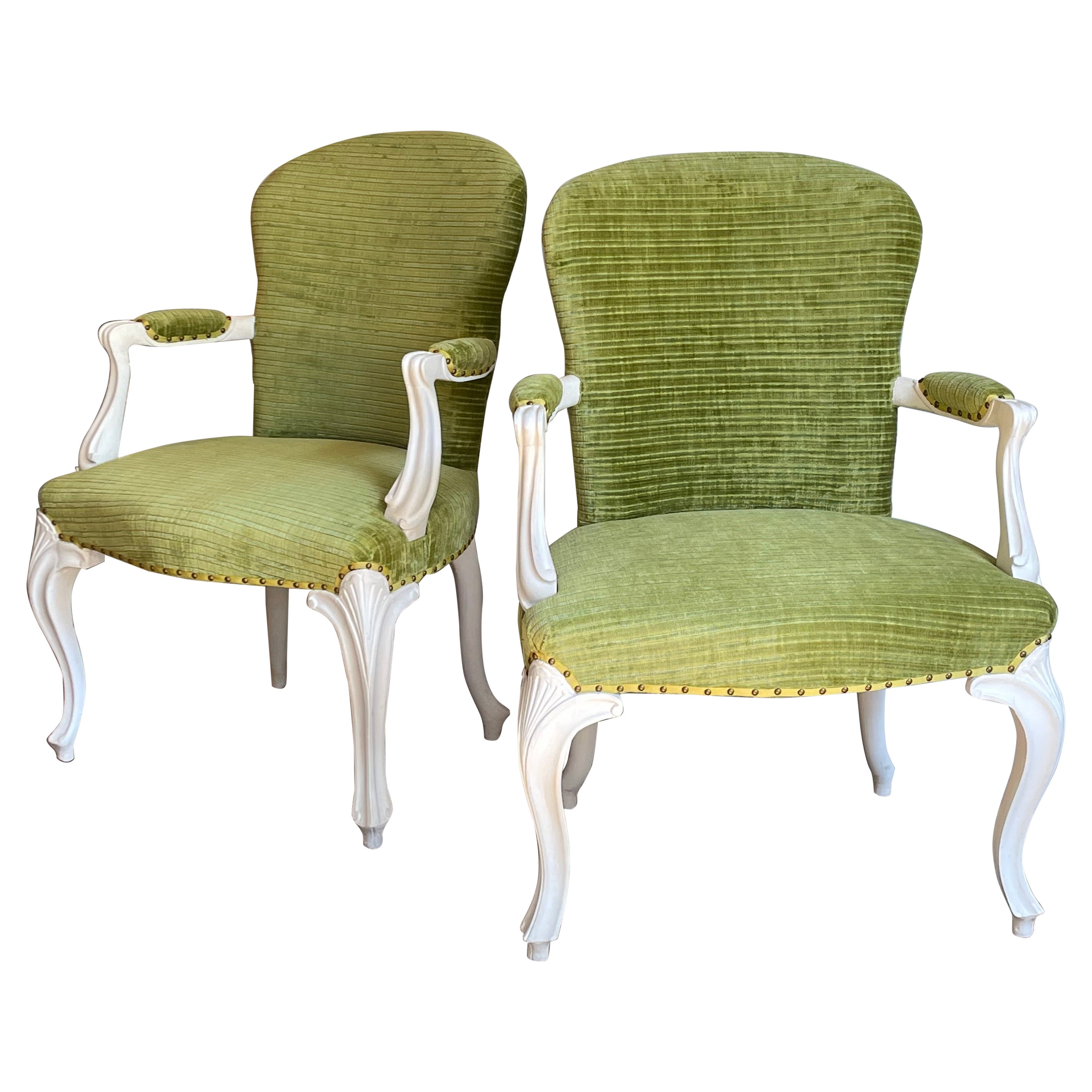 Pair of French Hepplewhite Painted Armchairs For Sale