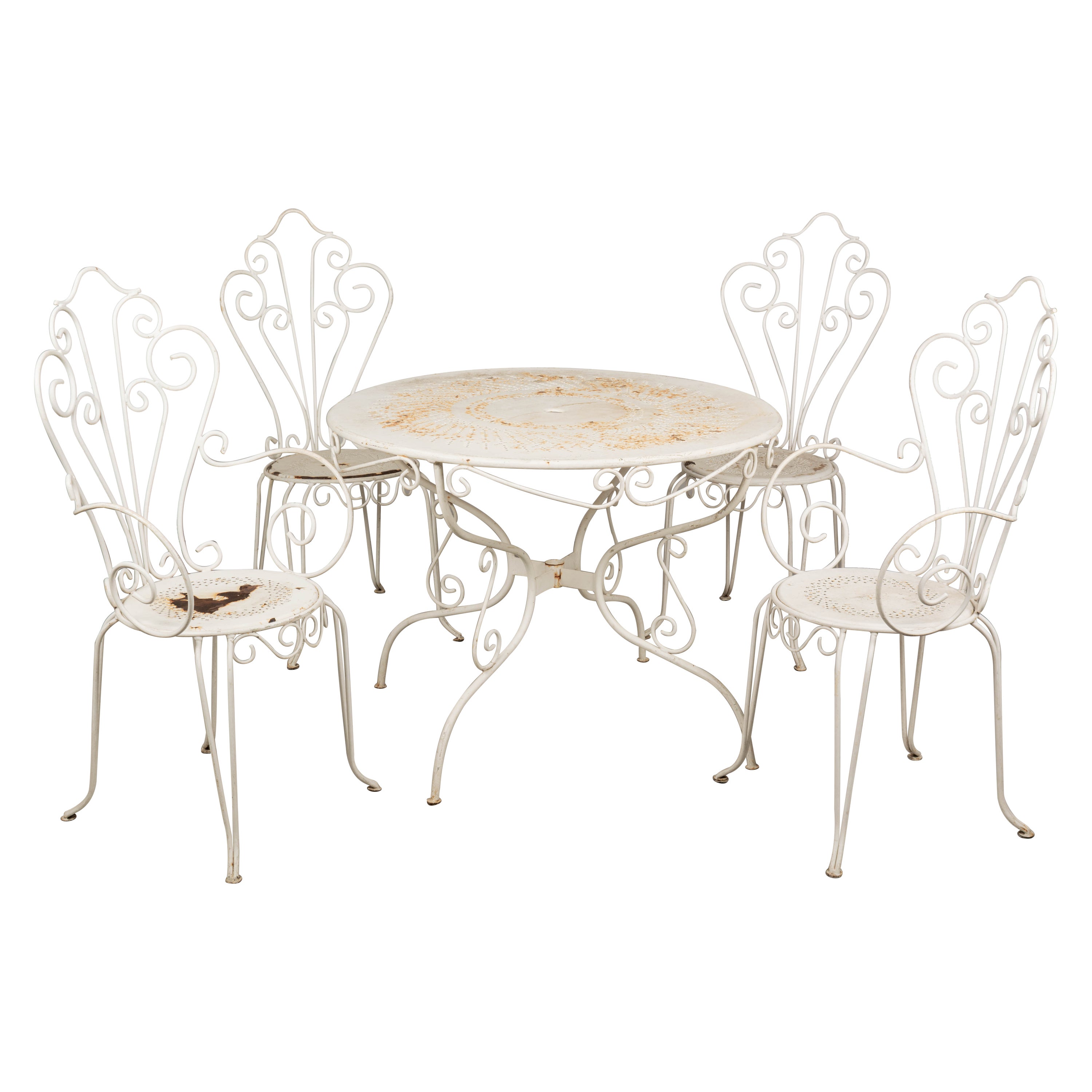 Vintage Iron Seashell and Seahorse Dining Table and Chairs at 1stDibs