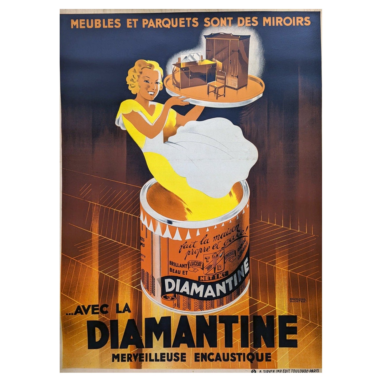 1930 Diamantine Polish Original Vintage Poster For Sale