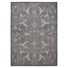 Tapis moderne Soumak surdimensionné en laine fait à la main avec motifs gris 