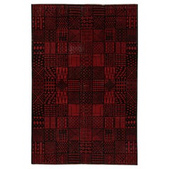 Vintage Zeki Müren Rug in Red & Black Geometric Patterns, by Rug & Kilim
