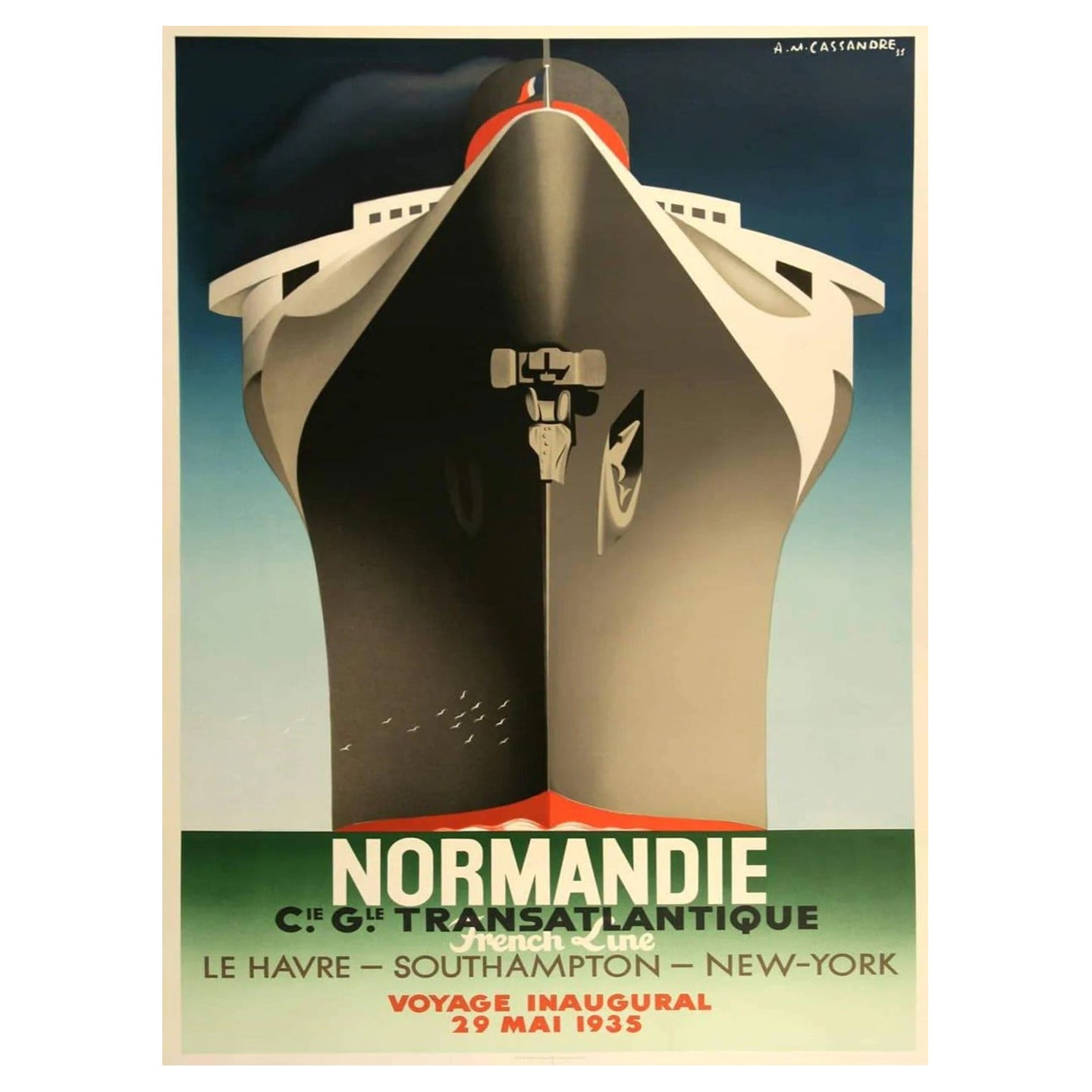 1998 Normandie Transatlantique Original Vintage Poster