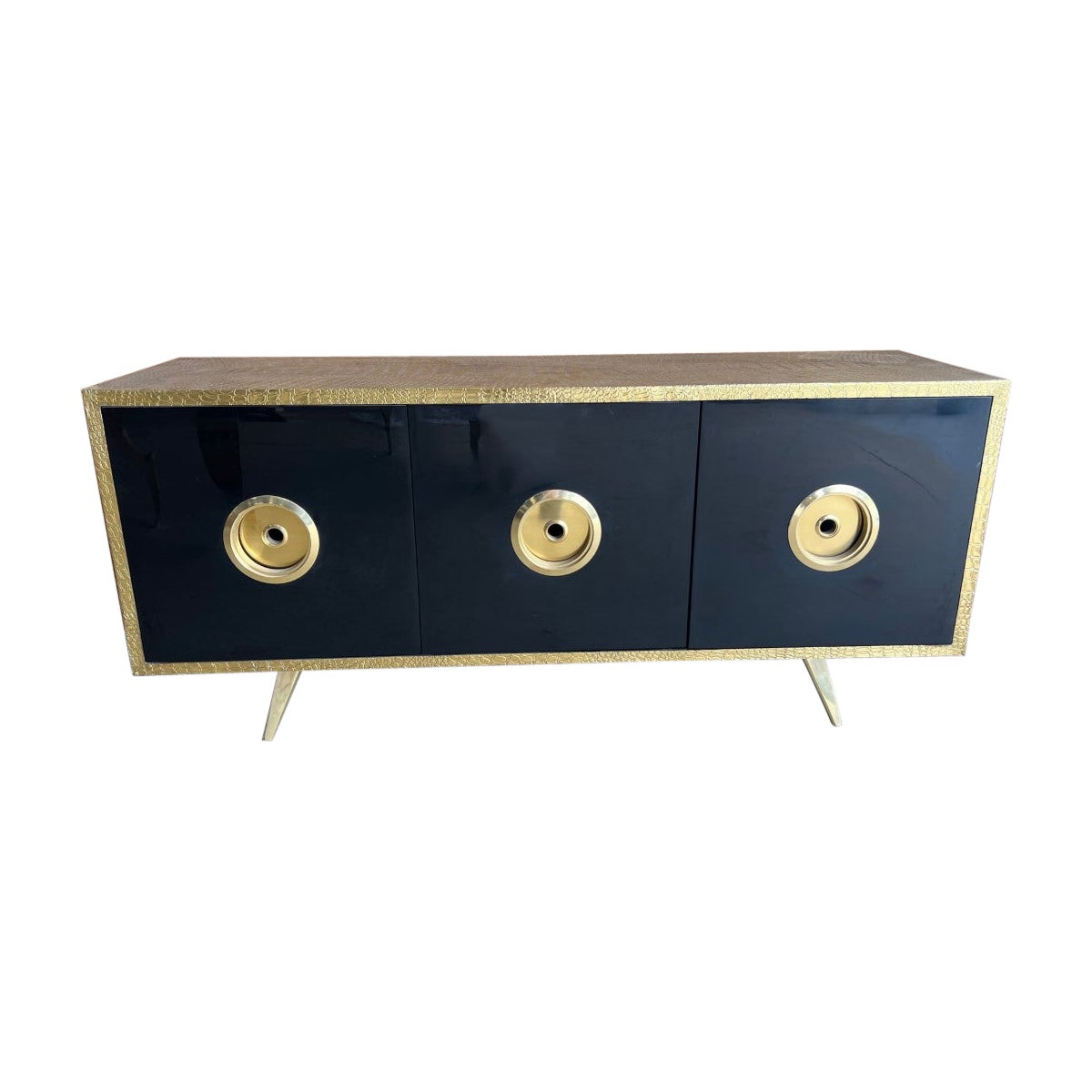 Midcentury "Croco" Brass & Resin Credenza