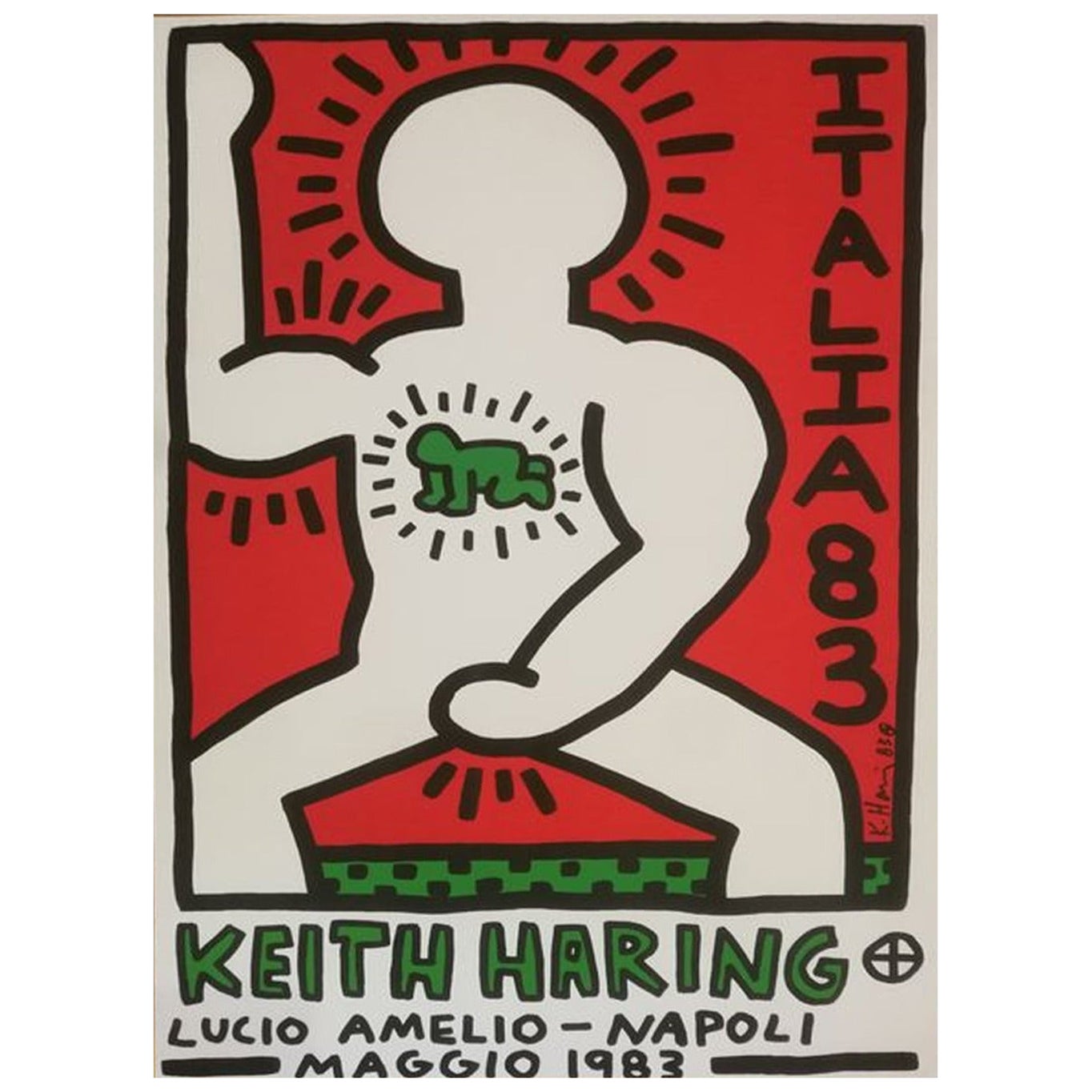 1983 Keith Haring, Lucio Amelio Napoli, Original-Vintage-Poster