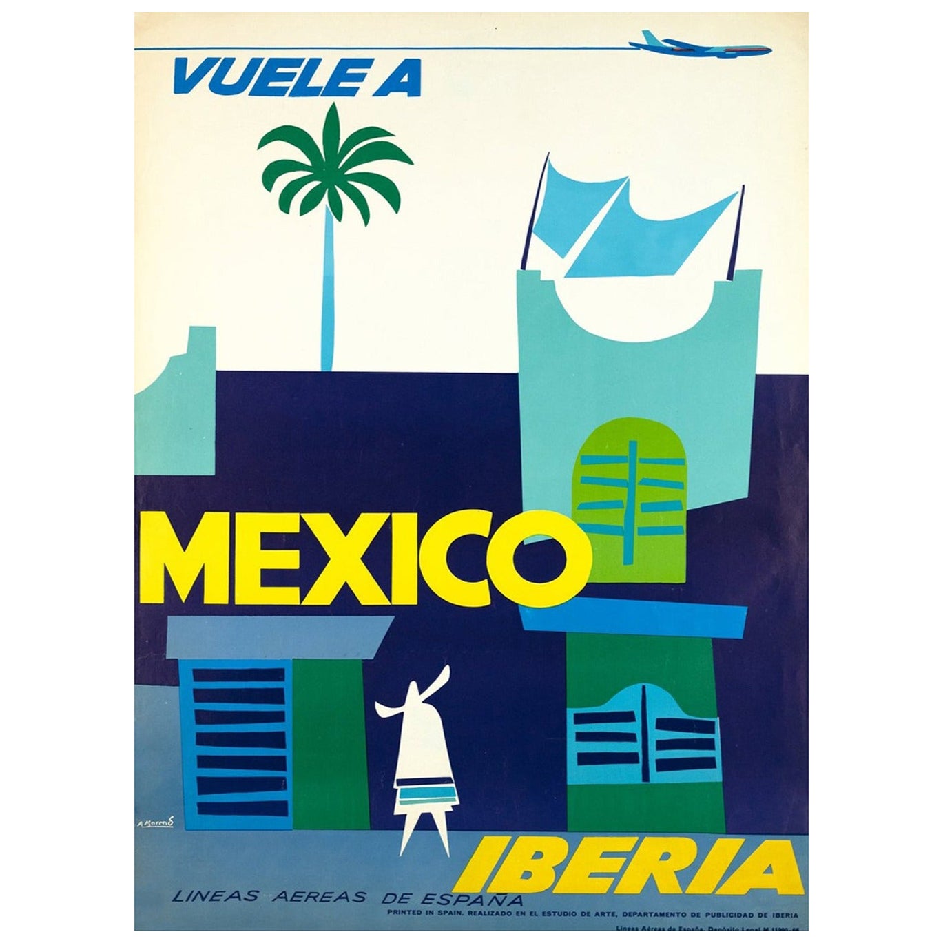 1966 Iberia, Mexico Original Vintage Poster For Sale