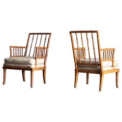 Pair of Faux Bamboo Spindle Armchairs