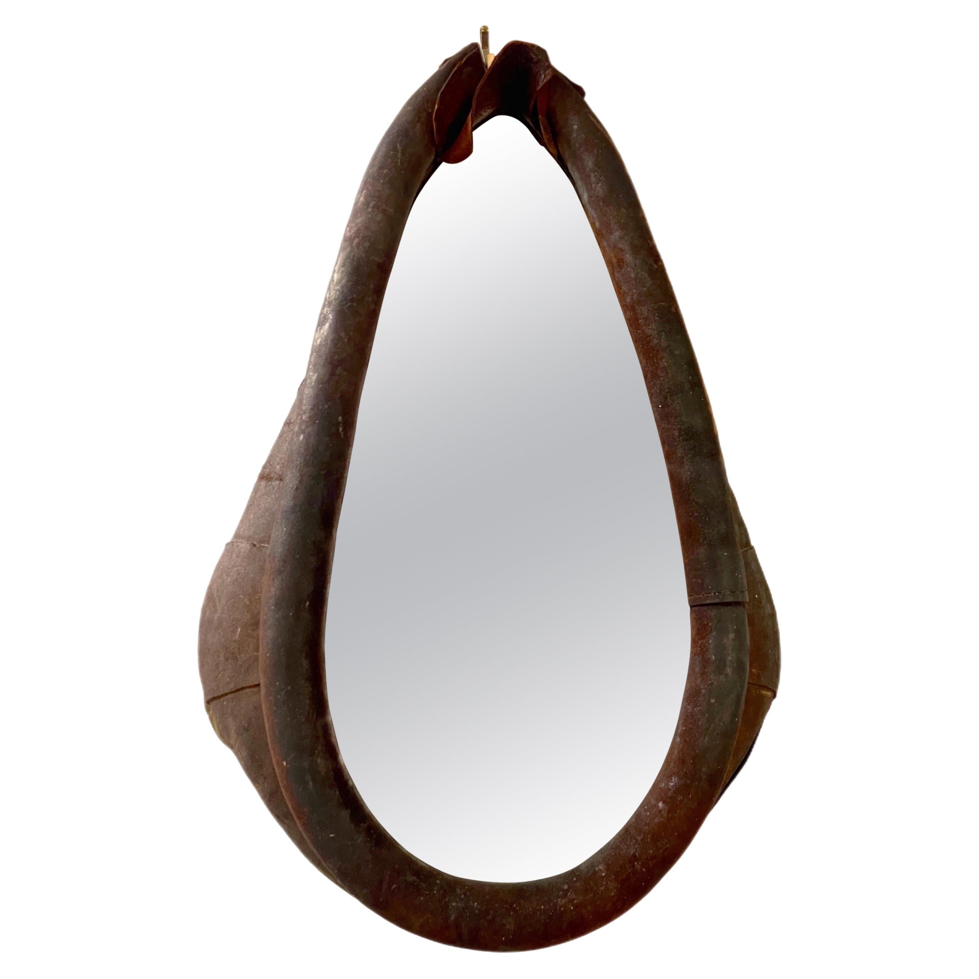 Early 20th Century English Leather Horse Collar Mirror