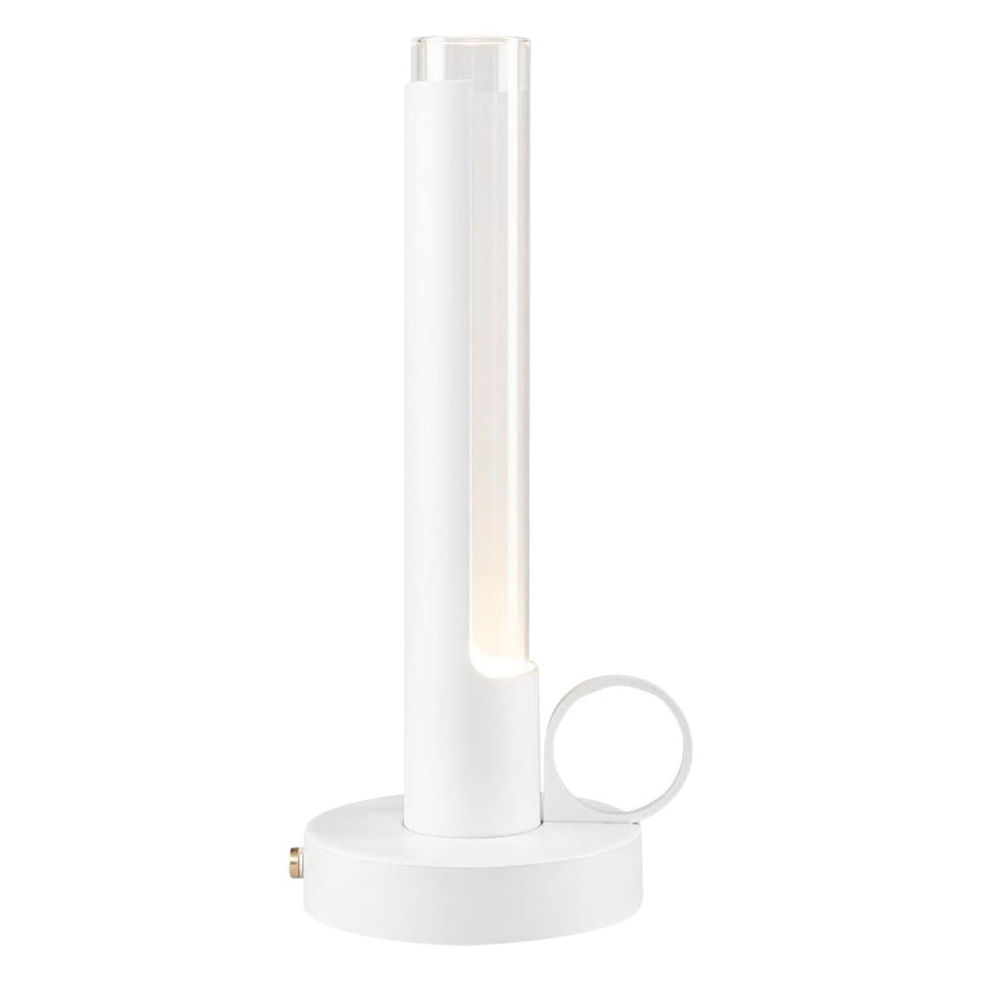 Pierre Sindre White 'Visir' Portable Metal and Glass Table Lamp for Örsjö For Sale