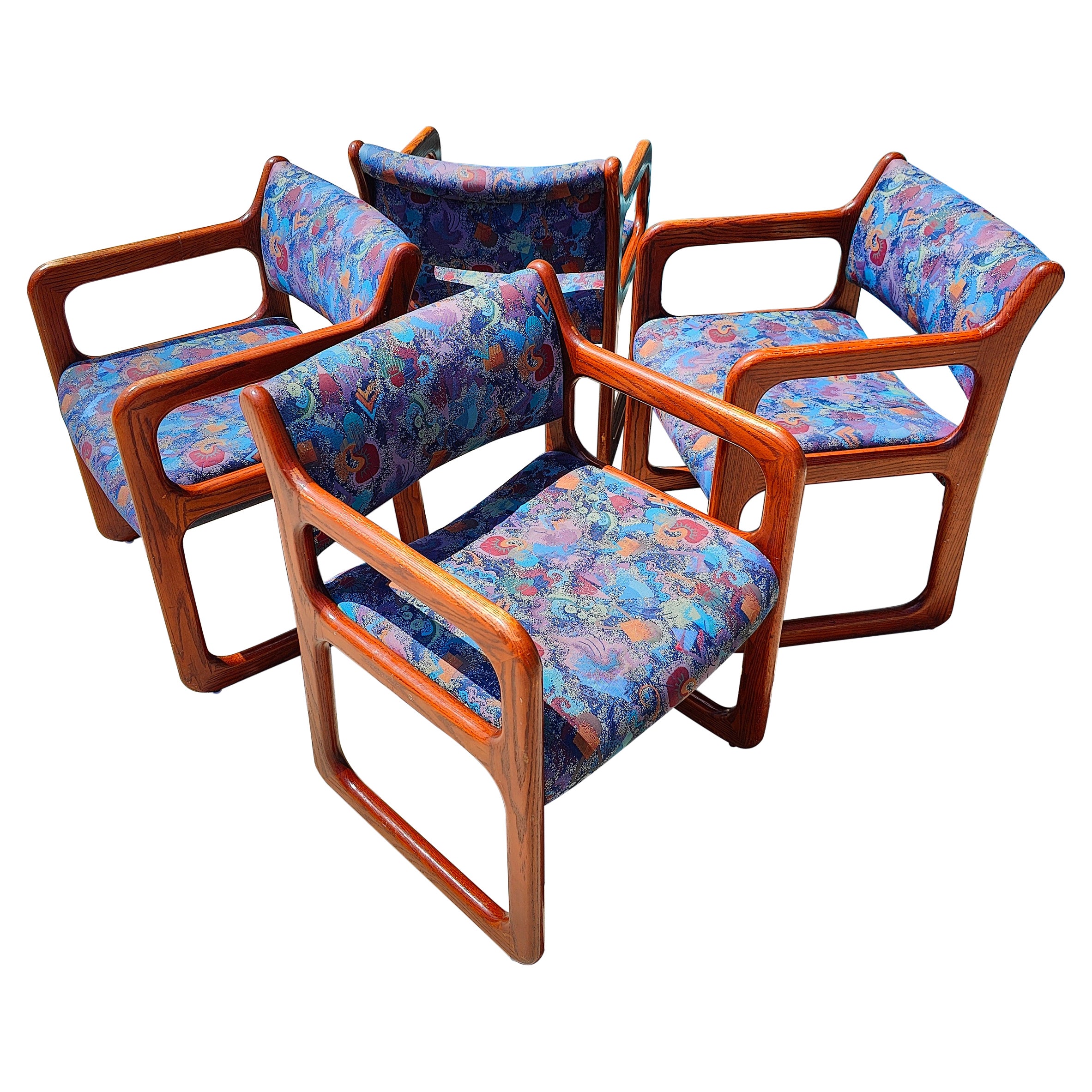 Vintage Postmodern Oak Dining Chairs