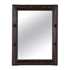 Rustic Tramp Art Wall Mirror Handcarved, Austria circa 1880