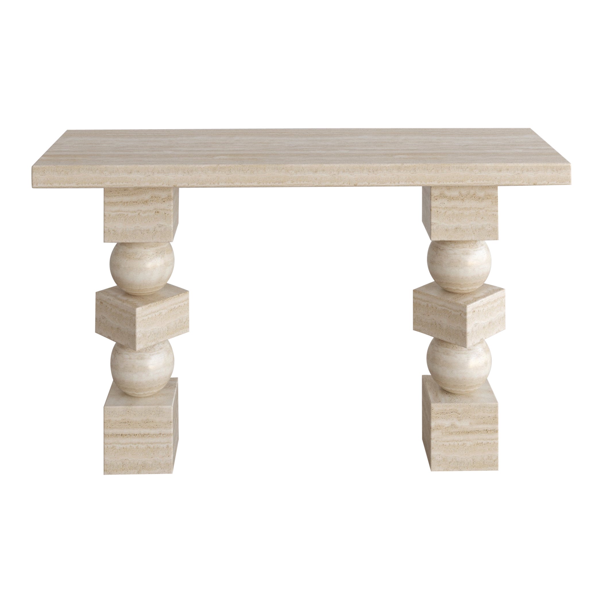 Nude Travertine Sufi Console Table by the Essentialist For Sale