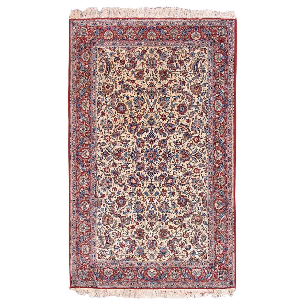 Persian Silk Isfahan Rug, Mid-20th Century For Sale