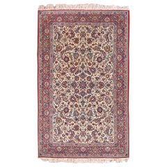 Retro Persian Silk Isfahan Rug, Mid-20th Century