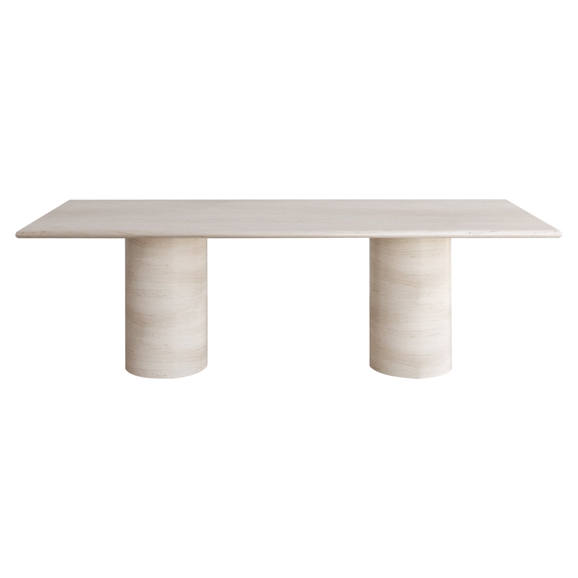 Bianco Travertine Voyage Dining Table II by The Essentialist For Sale