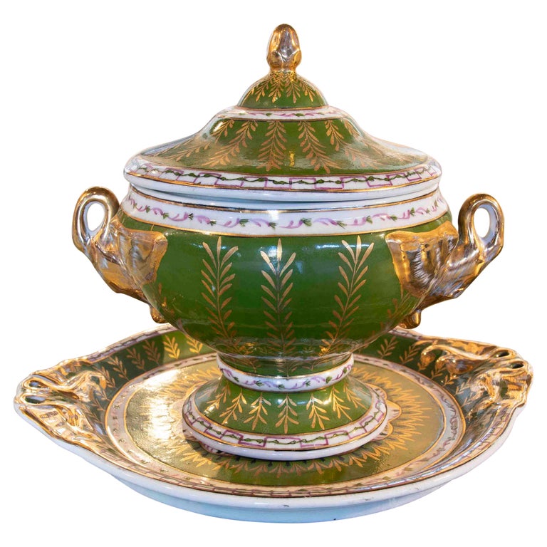 1970s Individual HandPainted Porcelain Tureen with Inscription For