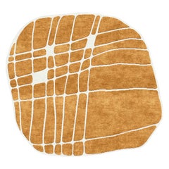 Colorful Contemporary Gold Rug Irregular Unusual Abstract Shape - Marrone