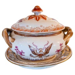 1970s Individual Hand Painted Porcelain Tureen with Inscription
