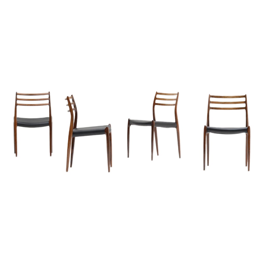 4 Rosewood 78 Chairs by Niels Møller for J.L. Møllers Møbelfabrik, Denmark 1962 For Sale