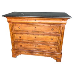19th Century French Faux Bamboo Chest with Black Marble Top
