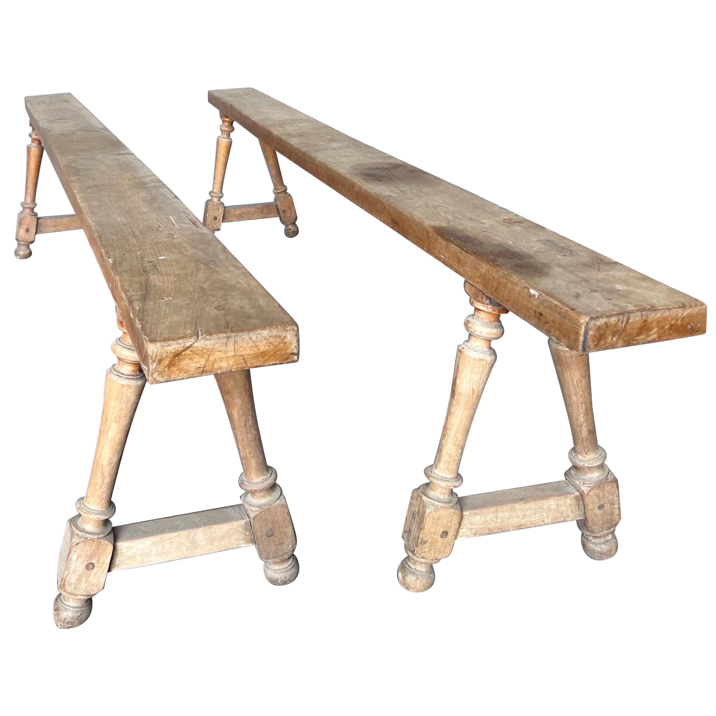 Pair of late 18th- early 19th century French benches  For Sale