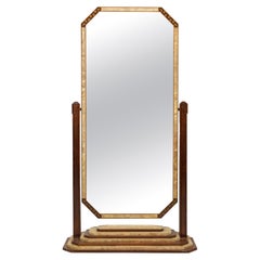 Art Deco French Shagreen and Rosewood Cheval Mirror