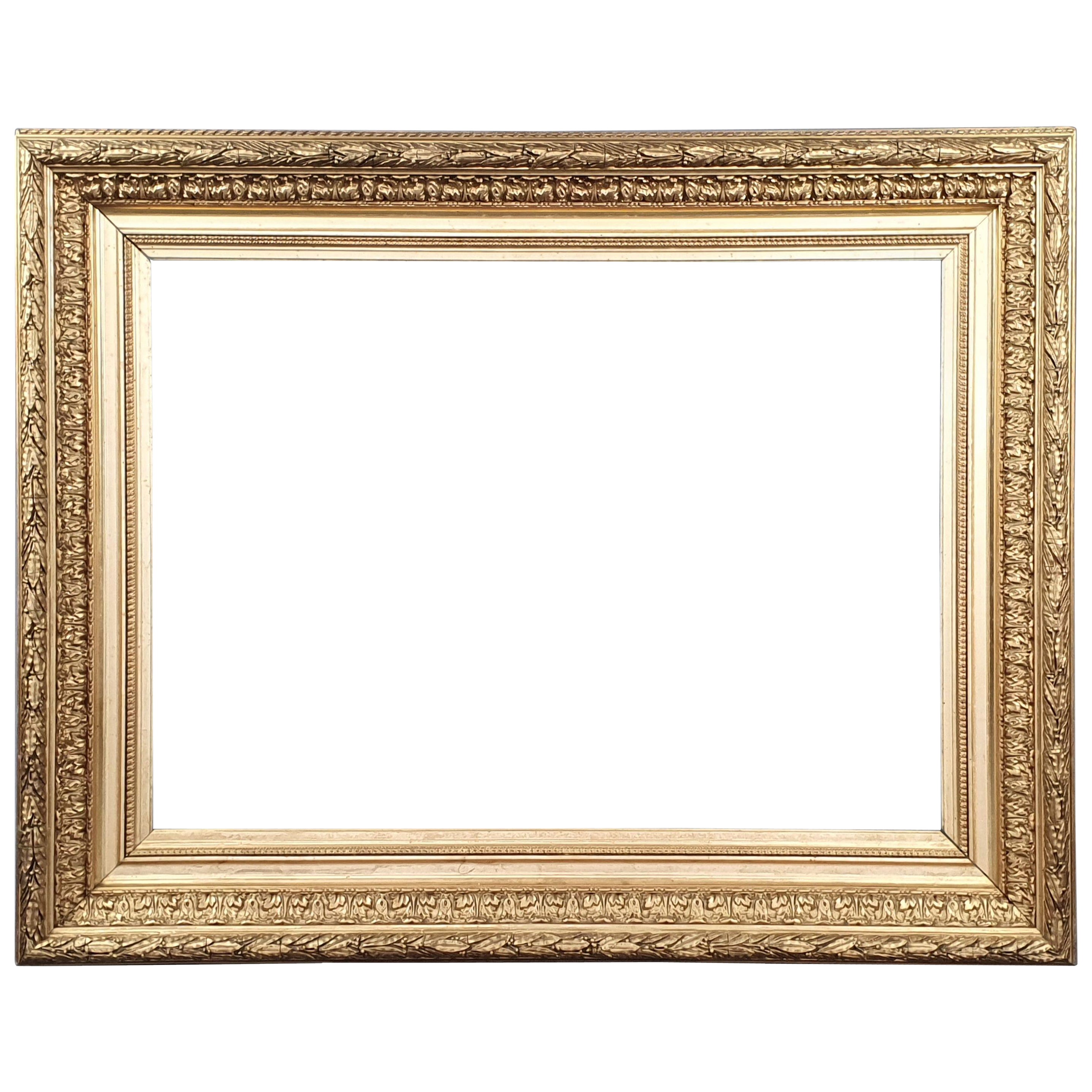 Large Napoleon III Frame in Wood and Gilded Stucco For Sale