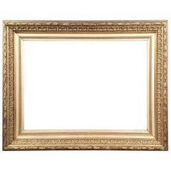 Antique Large Napoleon III Frame in Wood and Gilded Stucco