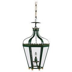 Large 19th Century Green Tole Hanging Lantern