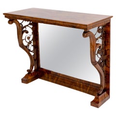 Mesa Consola Alemana Siglo XIX Biedermeier Antiguo Nogal Pulido